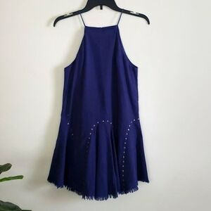 Moon River denim dress, linen blend, women's size medium, western country studs